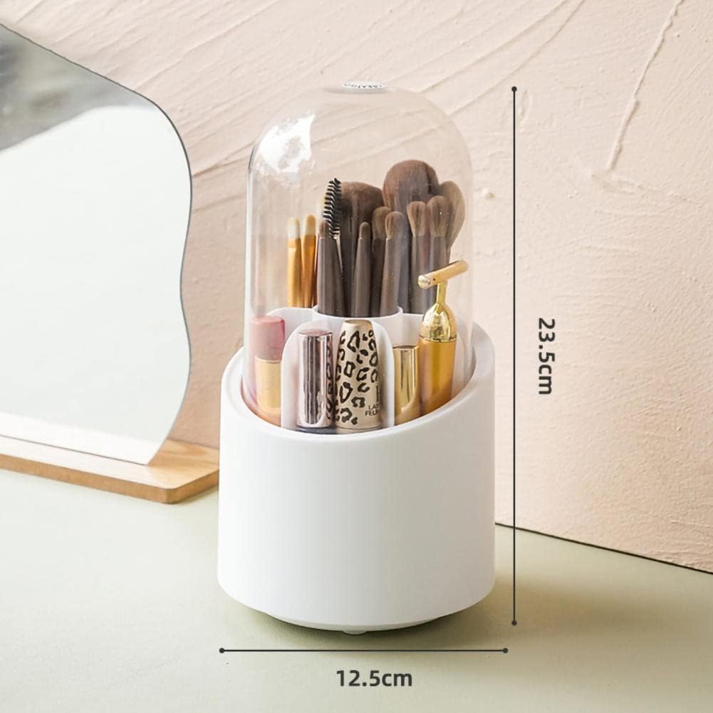 Rotating Makeup Brush Holder with Cover